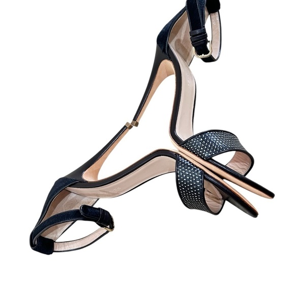 Club Monaco Casey Black sandal 4.5 inch Heels calf fur & leather Italy EU 40.5 - Picture 4 of 9